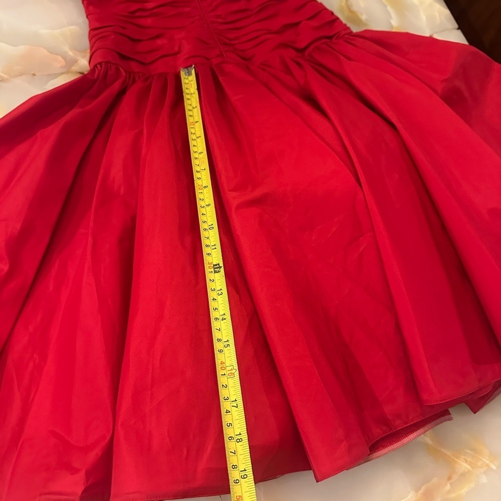 Vintage Red Silk Drop waist 1980s Holiday party Dress. NWT. - Picture 7 of 8